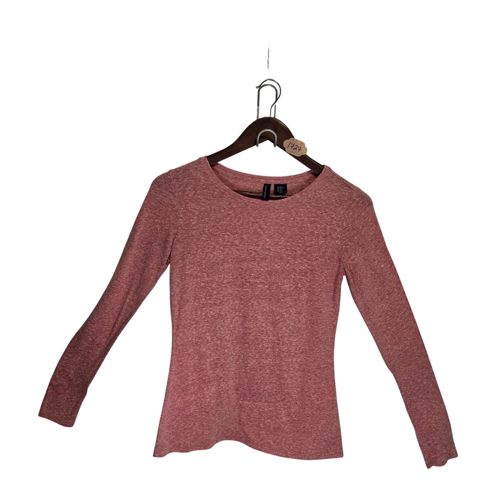 Cynthia Rowley Womens XS Long Sleeve Heathered Coral Pink Crew Neck Top